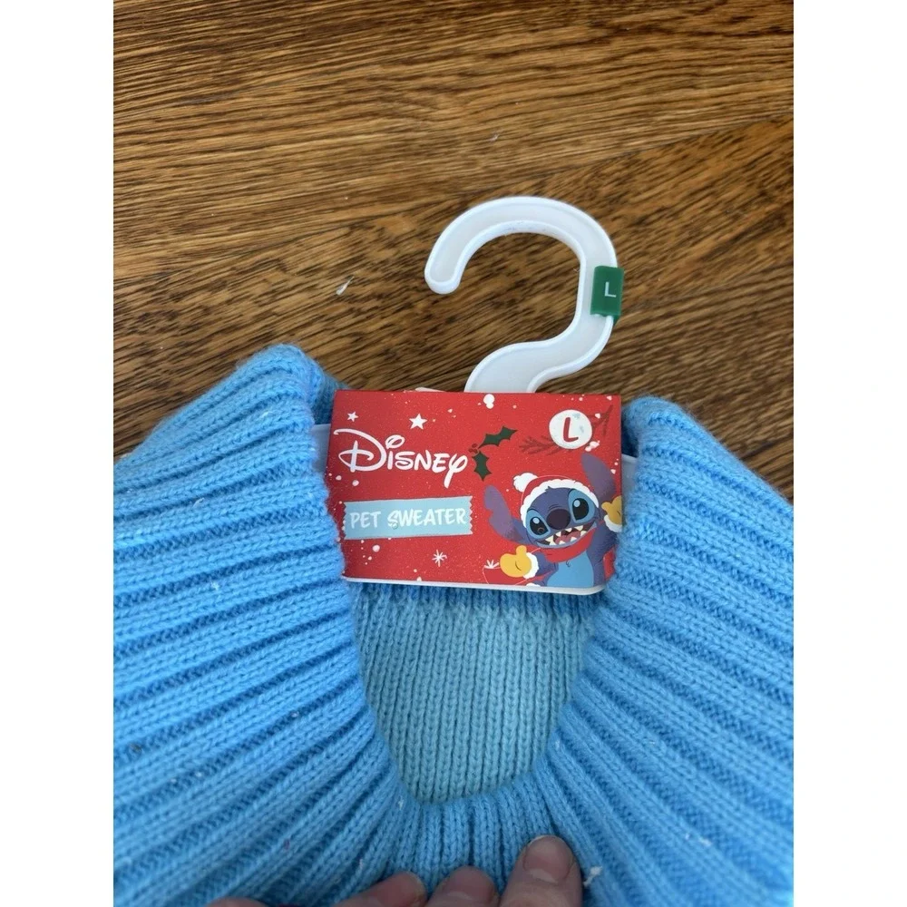 Disney Stitch Christmas Blue Dog Sweater Size Large‎ NWT